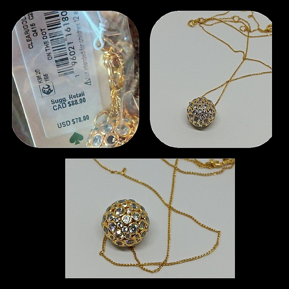 Kate SPADE Disco Ball 18" Adj Necklace In Crystal NWTs [$78] For Animal Rescues - Picture 4 of 5